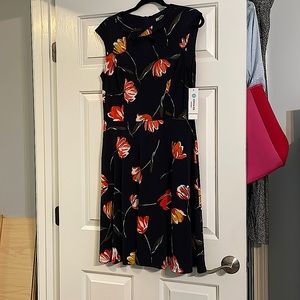 Wisp navy dress with orange flowers